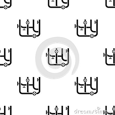 Pipes with valves icon in black style isolated on white background. Plumbing pattern stock vector illustration. Vector Illustration