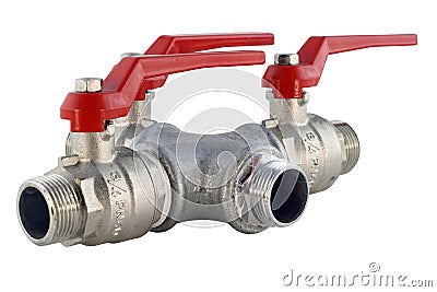 Pipes and valves isolated Stock Photo