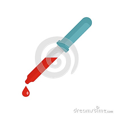 Pipette with blood icon, flat style Vector Illustration