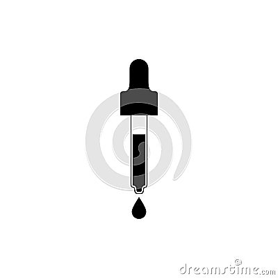 Pipette dropper icon with a drop. Vector illustration and silhouette. Vector Illustration