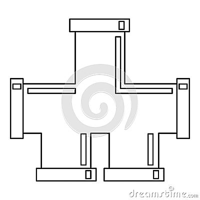 Piping connection icon, outline style Vector Illustration