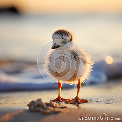 Piping Plover Chick Cartoon Illustration