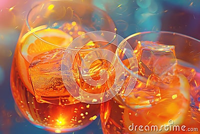 Piquant Aperol cocktail spritz. Generate Ai Stock Photo