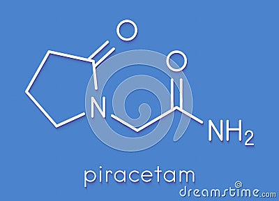 Piracetam nootropic drug molecule. Skeletal formula. Stock Photo