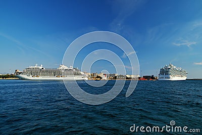 Cruise ships SEVEN SEAS SPLENDOR and ENCHANTED PRINCESS - Piraeus, Greece Editorial Stock Photo