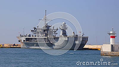 USS MOUNT WHITNEY LCC-20 BATTLESHIP - PIRAEUS, GREECE Editorial Stock Photo