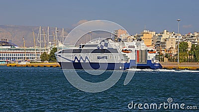 WORLDCHAMPION JET SHIP - PIRAEUS, GREECE Editorial Stock Photo