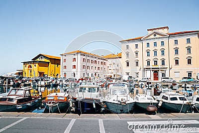 Piran old town port view with Adriatic sea in Slovenia Editorial Stock Photo