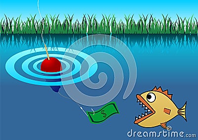 Piranha and buoy Vector Illustration