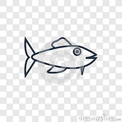 Piranha concept vector linear icon isolated on transparent background, Piranha concept transparency logo in outline style Vector Illustration