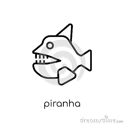Piranha icon. Trendy modern flat linear vector Piranha icon on w Vector Illustration