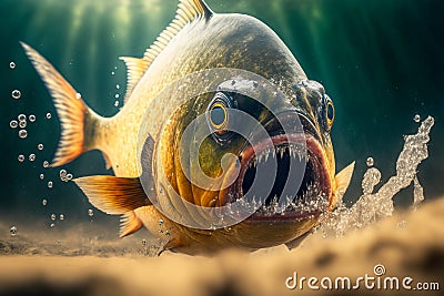 Piranha underwater aggressive, hunting and attacking, predator, Generative AI Stock Photo