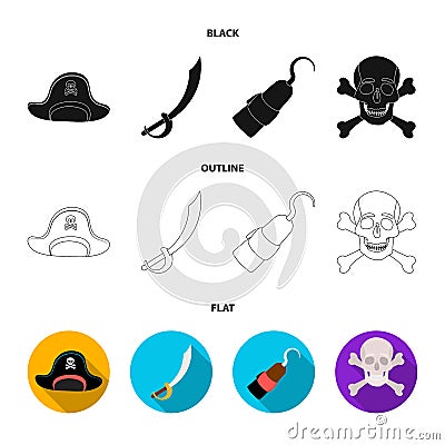 Pirate, bandit, cap, hook .Pirates set collection icons in black,flat,outline style vector symbol stock illustration web Vector Illustration