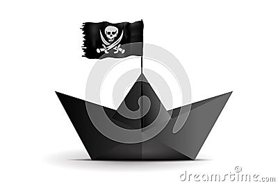 Pirate boat copyright intellectual property. cartoon creative Vector Illustration