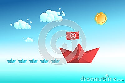 Pirate boat copyright intellectual property. design banner Vector Illustration