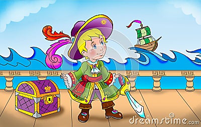 Pirate boy colorful artistic illustration Cartoon Illustration