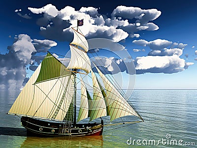 Pirate brigantine Stock Photo