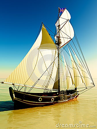 Pirate brigantine Stock Photo