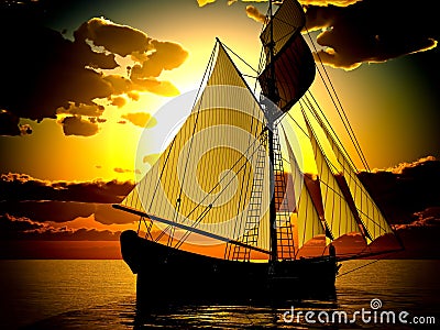 Pirate brigantine Stock Photo