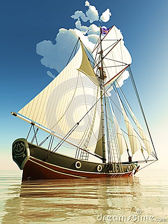 Pirate brigantine Stock Photo