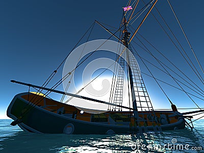 Pirate brigantine Stock Photo