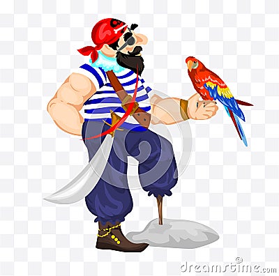 pirate clip art character illustration on white background Vector Illustration