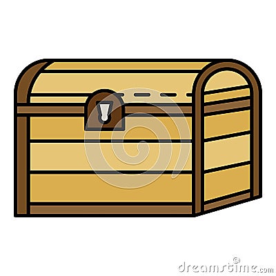 Pirate dower chest icon color outline vector Vector Illustration