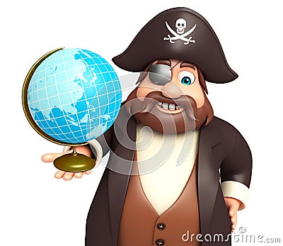 Pirate with Earth sign Cartoon Illustration