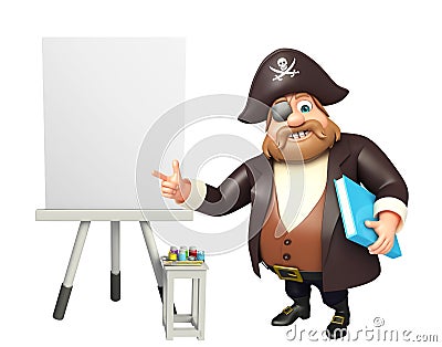 Pirate with Easel board & book Cartoon Illustration
