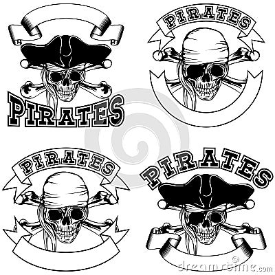 Pirate emblem skull set Vector Illustration