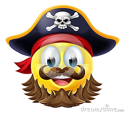 Pirate Emoticon Cartoon Face Vector Illustration