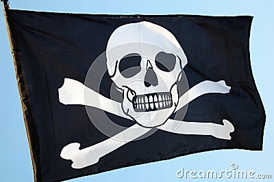 Pirate flag, skull and crossbones Stock Photo