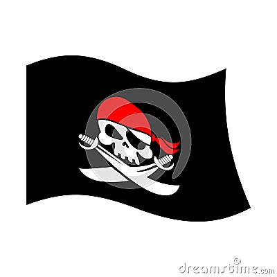Pirate flag skull and crossbones. piratical black banner isolate Vector Illustration
