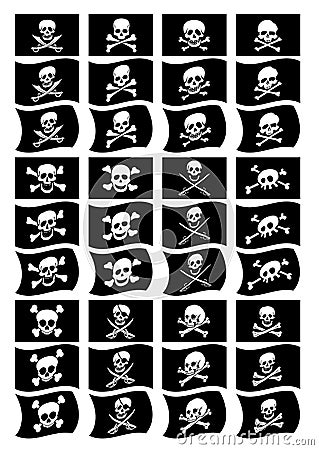 Pirate flags collection Vector Illustration