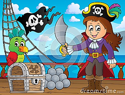 Pirate girl theme image 3 Vector Illustration