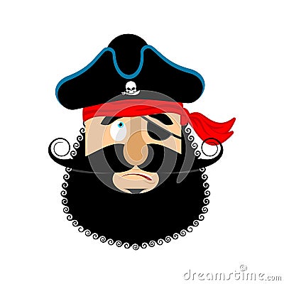 Pirate guilty emoji head. Filibuster culpable emotion face. Buccaneer delinquent avatar. Vector illustration Vector Illustration