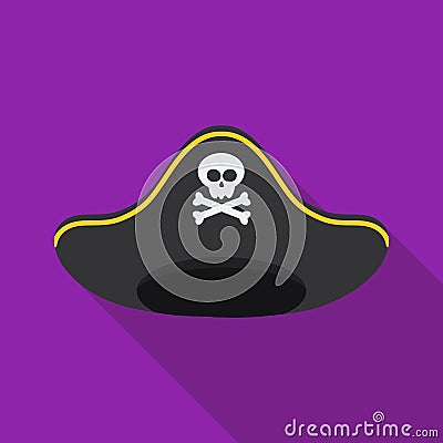 Pirate hat icon in flat style isolated on white background. Hats symbol stock vector illustration. Vector Illustration