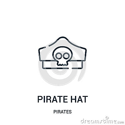 pirate hat icon vector from pirates collection. Thin line pirate hat outline icon vector illustration. Linear symbol for use on Vector Illustration
