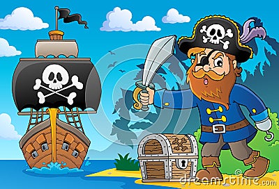 Pirate holding sabre theme 2 Vector Illustration