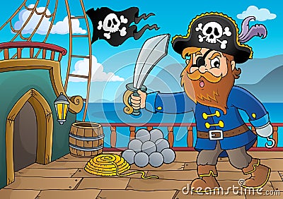 Pirate holding sabre theme 3 Vector Illustration