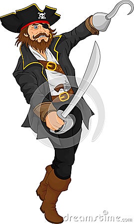 Pirate holding sword Vector Illustration