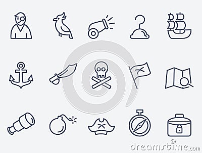 Pirate icon set Vector Illustration