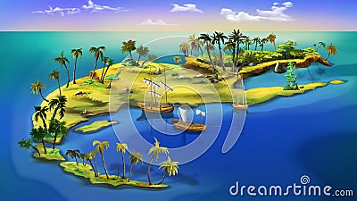 Pirate island. Top view Stock Photo