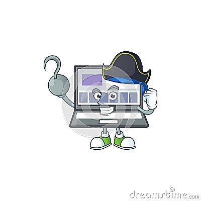 Pirate laptop with a cartoon character style Vector Illustration