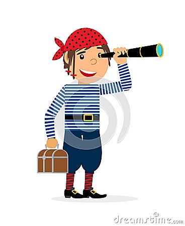 Pirate looking in spyglass Vector Illustration