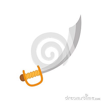 Pirate medieval saber. Carnival costume props. Party adventure. Piracy icon isolated on white background. Vector Vector Illustration