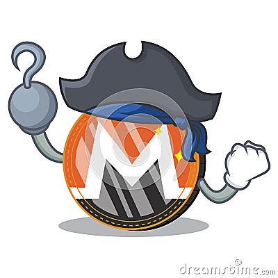 Pirate Monero coin character cartoon Vector Illustration