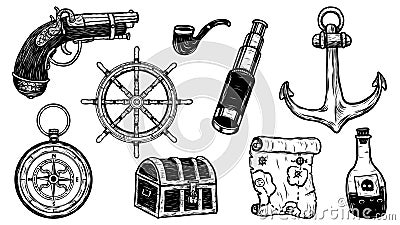 Pirate object vector tattoo by hand drawing Vector Illustration