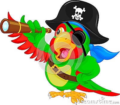 Pirate parrot cartoon Vector Illustration