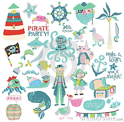 Pirate party collection Vector Illustration